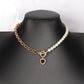 Ins super fire black agate peach heart clavicle chain imitation pearl necklace female trendy net red clavicle chain heart-shaped necklace