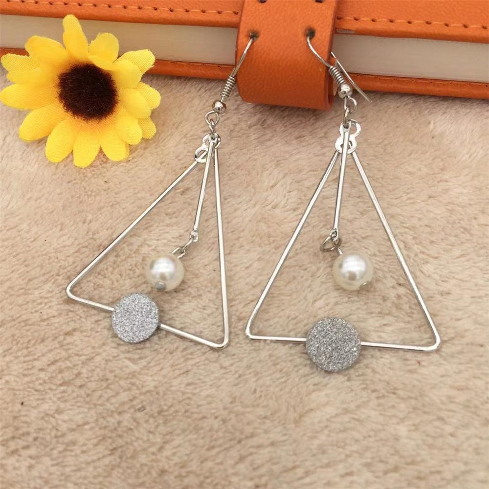 Long Geometric Frosted Imitation Pearl Earrings Internet Celebrity Live Pet Fan Gift