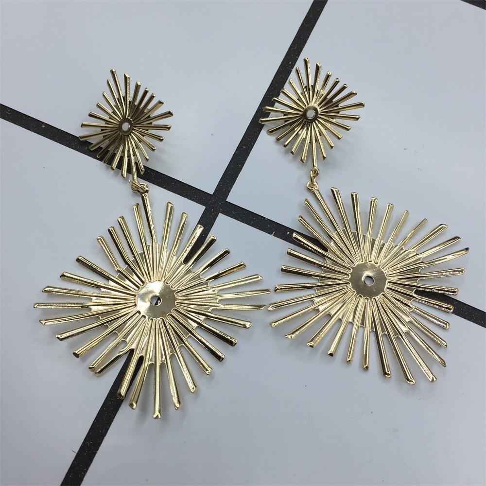 Summer geometric double diamond fence fried fur earrings night party exaggerated ornaments