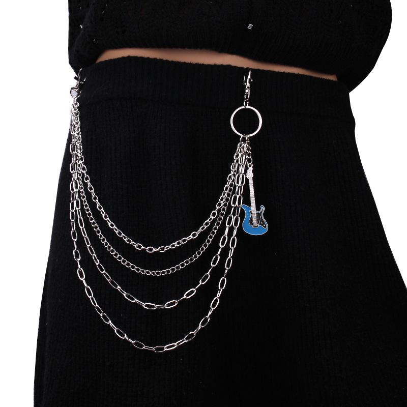 Jewelry simple fashion guitar accessories body chain personality punk metal chain multi-layer pants chain