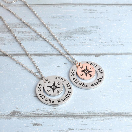 Explosive compass necklace compass letter handmade pendant necklace Wanderlust clavicle chain