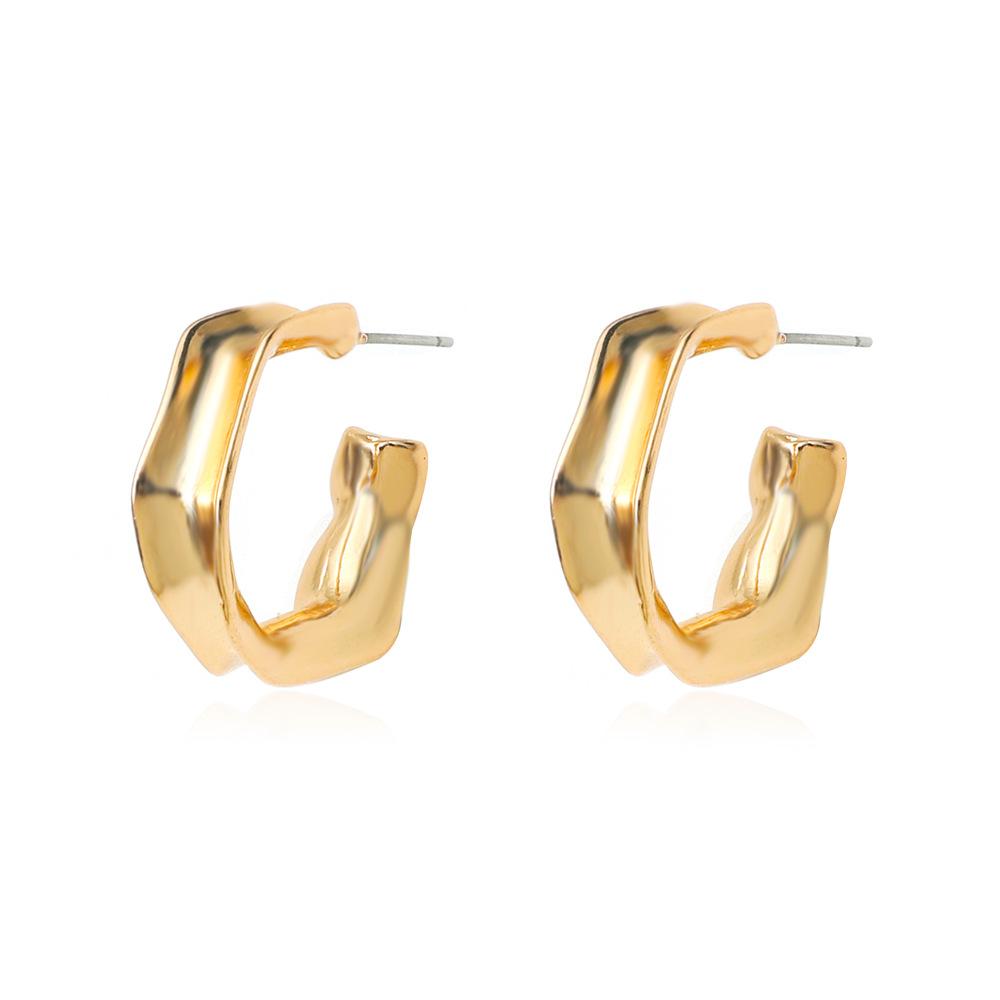 Exaggerated C-shaped geometric earrings ins cold personality retro metal earrings earrings female