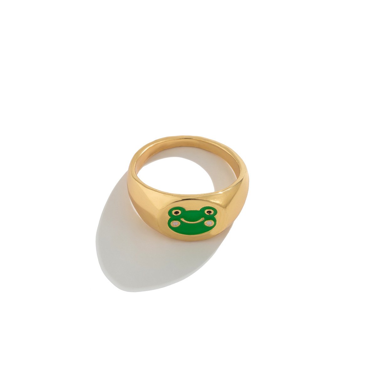 Jewelry creative color small frog dripping oil ring female cartoon alloy small animal geometric jewelry