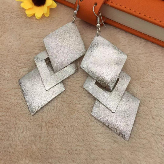 Multilayer Rhombus Metal Sheet Long Earrings Exaggerated Earrings Fashion Fashion Accessories Earrings