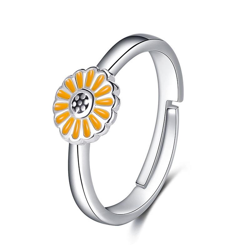 2 simple daisy flower ring female literary small fresh sun flower ring opening adjustable ring