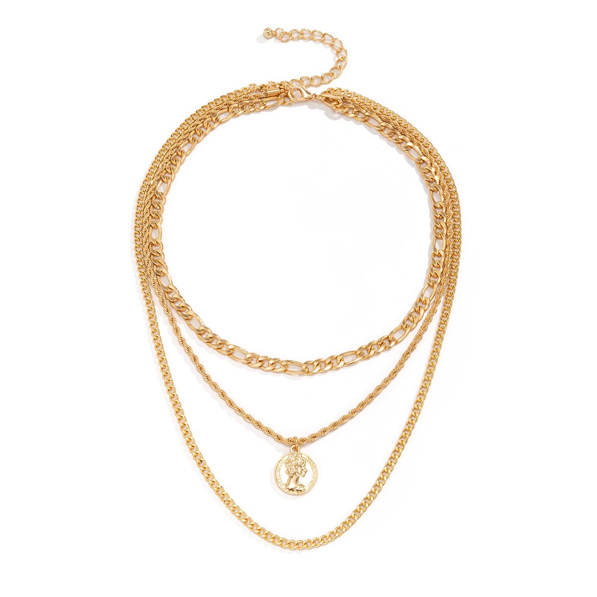 Jewelry Punk Metal Texture Snake Bone Chain Necklace Retro Versatile Portrait Tag Pendant