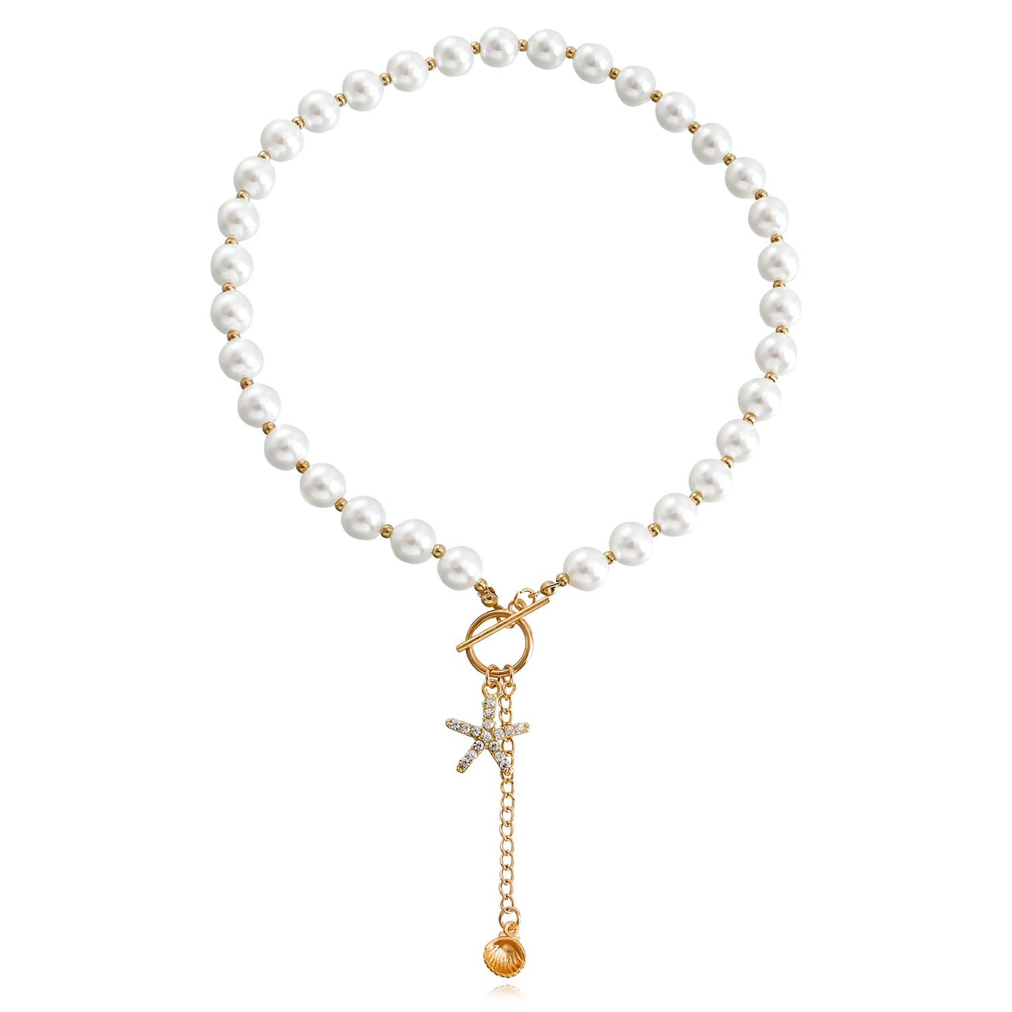 Jewelry Beach Shell Mix and Match Beaded Necklace Diamond Starfish Pendant Necklace Female Personality Necklace