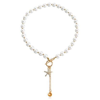 Jewelry Beach Shell Mix and Match Beaded Necklace Diamond Starfish Pendant Necklace Female Personality Necklace