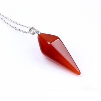 Fashion Natural Stone Crystal Hexagon Taper Pendant Clavicle Chain Necklace