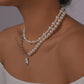 N1115 Xiaoxiang Net Red Necklace Women's Mosaic Pearl Cute Drop Oil Necklace Atmospheric Elegant Geometric Necklace