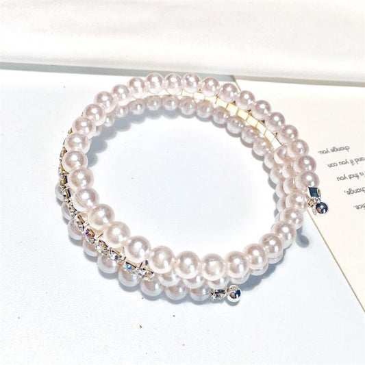 Popular Rhinestone Pearl Bracelet 3 Layers Winding Fashion Bracelet Women Jewelry