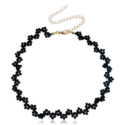 Explosive summer ins black crystal hand-woven necklace necklace female trend jewelry choker