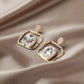 Fashion square hollow gravel drop glue earrings women's personality back shape temperament inlaid zircon earrings jewelry