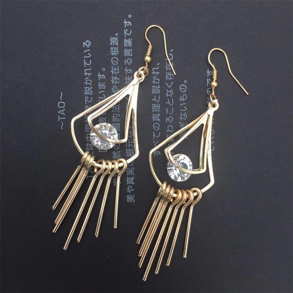 Big Water Drop Tassel Ladies Earrings Clip Diamond Earrings Ethnic Minority Popular Jewelry