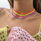 Jewelry sweet cool macaroon color smiley face necklace female simple geometric metal single layer collarbone necklace