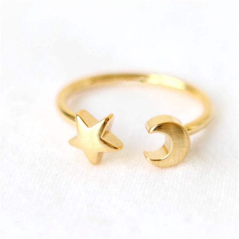 Explosive adjustable star moon ring star moon half open ring