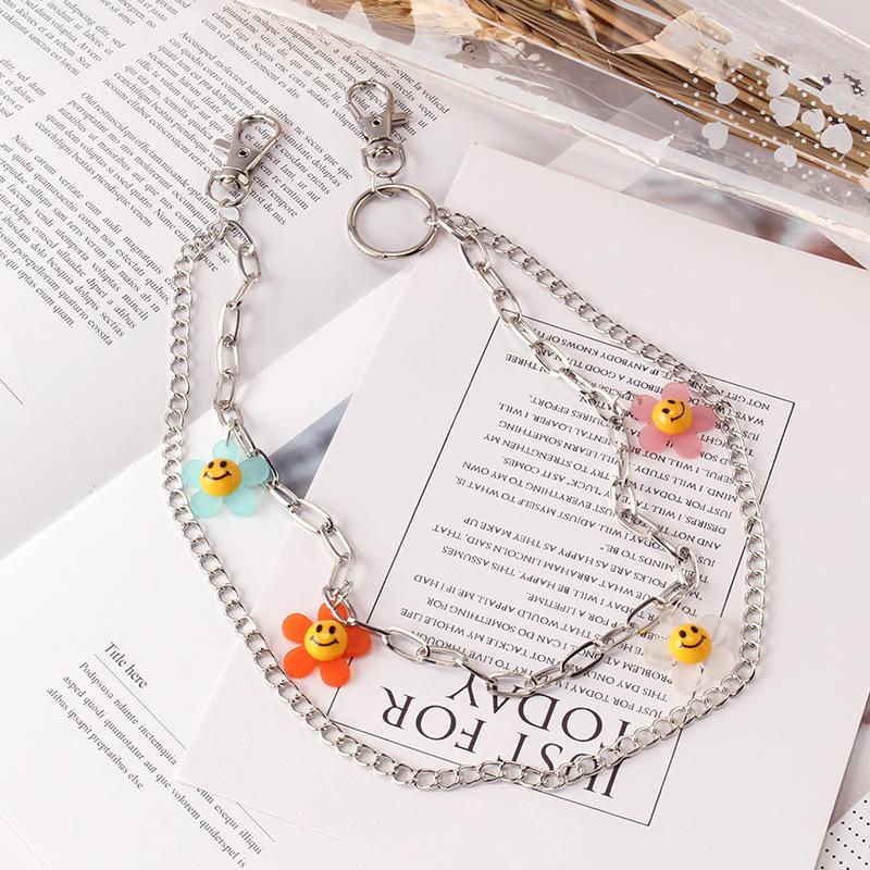 Jewelry trendy all-match resin smiling face flower bear paw waist chain street shooting hip-hop pants chain ornaments