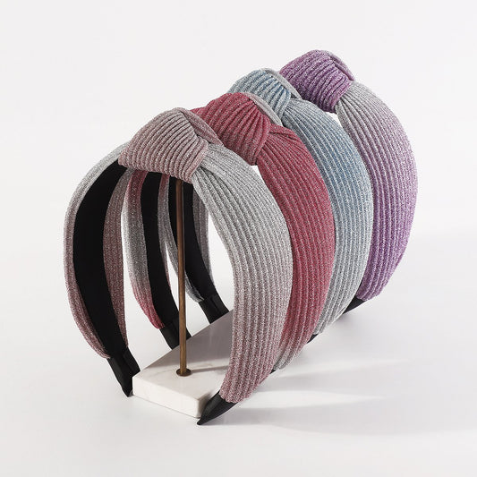 F5162 French light luxury creative tie-dye color contrast personality headband fabric knotted bright silk vertical pattern fashion headband female