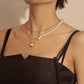 Jewelry Stitching Chain Imitation Baroque Shaped Pearl Necklace Geometric Ball Long Stick Pendant Necklace