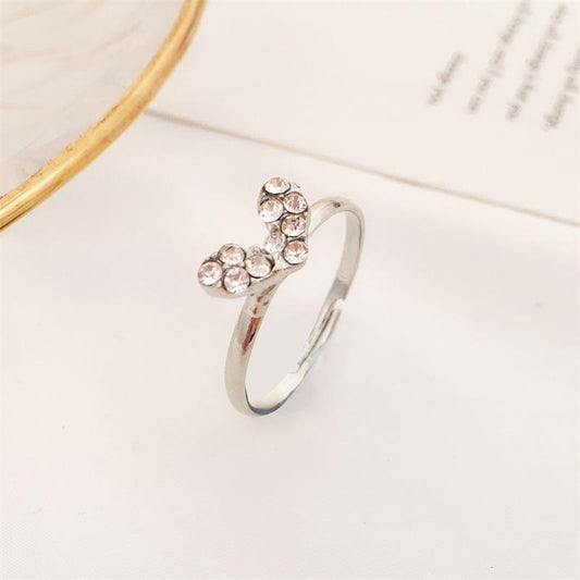 63 Retro Full Diamond Shiny Love Peach Heart Ring Love Diamond Ladies Tail Ring Ring Ring