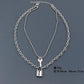 Necklace Jewelry Personality Double Bead Chain Lock with Key Necklace Female Alloy Chain Punk Hip-Hop Necklace