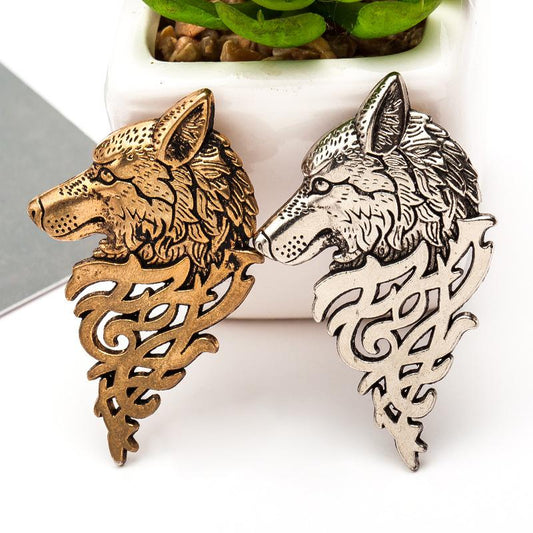 Retro Jewelry Personality Fashion Men's Suit Collar Pin Buckle Domineering Wolf Head Brooch Pin Collar