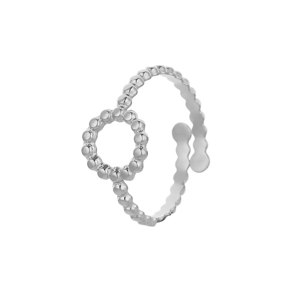 Personality fashion titanium steel circle dot opening ring trend stainless steel cold ring female