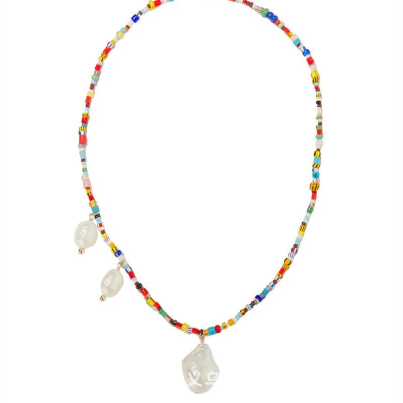 Jewelry Stained Glass Beads Beaded Shell Necklace Shaped Bead Pendant Holiday Necklace Female