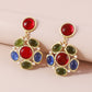 E1119 Retro Light Luxury Resin Color Gemstone Earrings Palace Lady Temperament Elegant Earrings Female