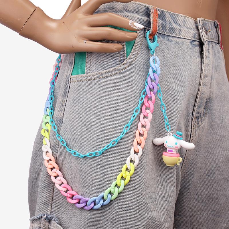 Candy Color Double Layer Resin Ultralight Pants Chain Cinnamon Dog Little Monster Soft Pottery Accessories Pendant
