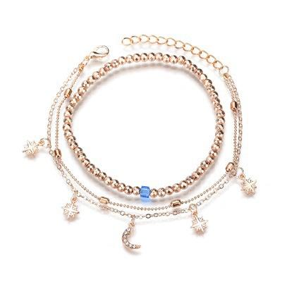 Summer anklet multi-layer women's beaded star moon anklet for women