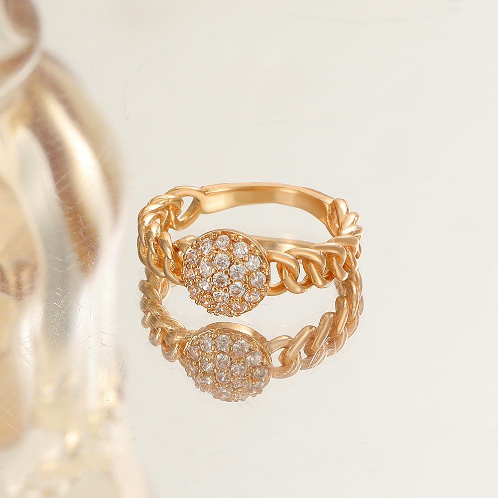 Ins full diamond round ring female fashion light luxury niche design braided twist index finger ring temperament ring