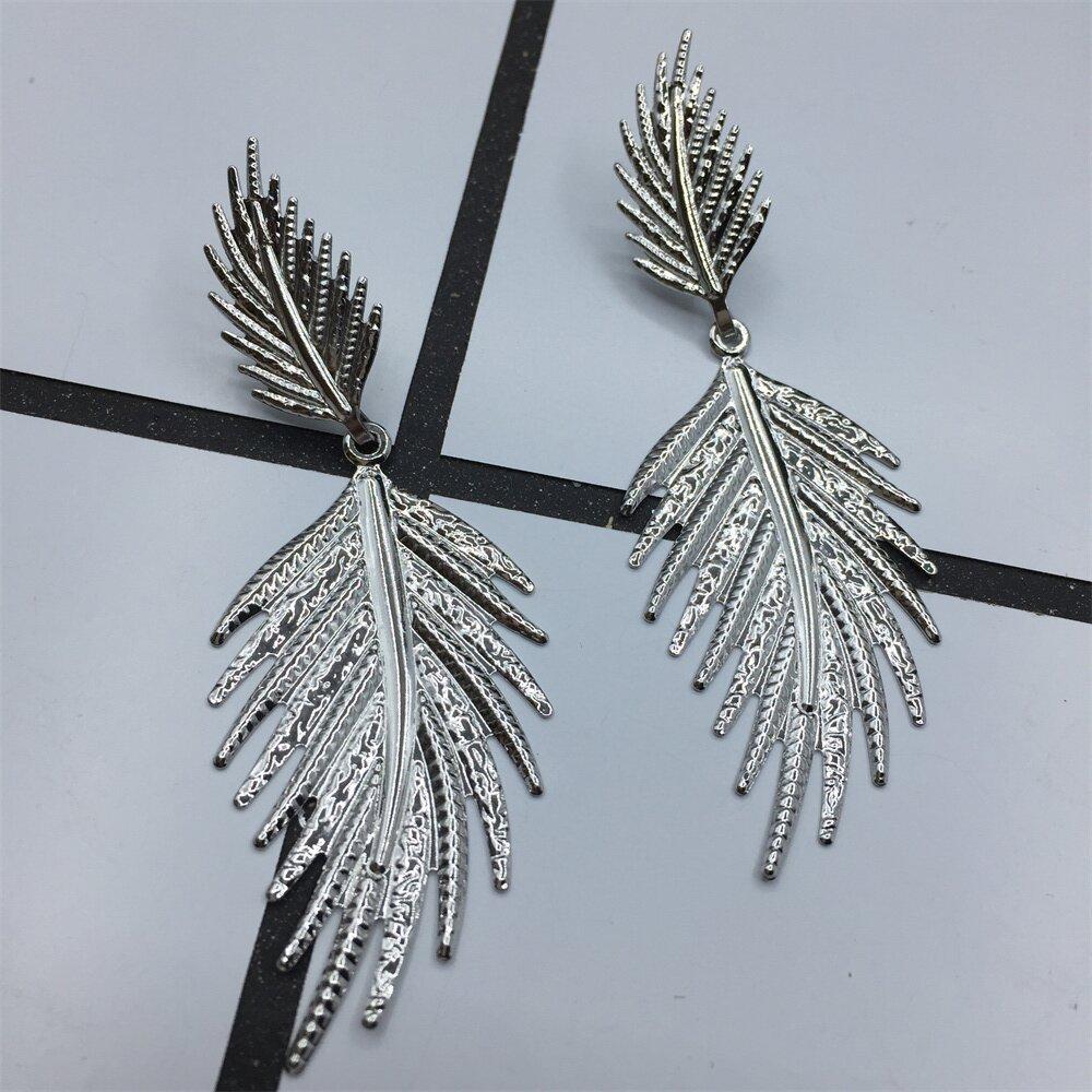Summer cool geometric double leaf earrings night party exaggerated atmosphere jewelry