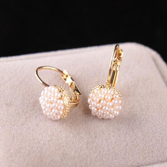 Fashion Round Pearl Earrings Millet Pearl Earrings Simple Popular Stud Earrings Jewelry