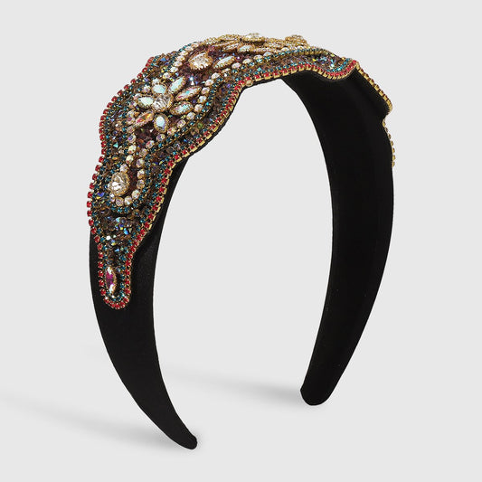F4648 trendy color diamond light luxury headband tiktok baroque national exaggerated heavy industry headband