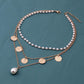 Jewelry disc crack sense multi-layer necklace personality retro geometric pearl pendant clavicle chain