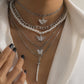 Jewelry hip-hop angel multi-element suit necklace street shooting exaggerated butterfly imitation pearl necklace female