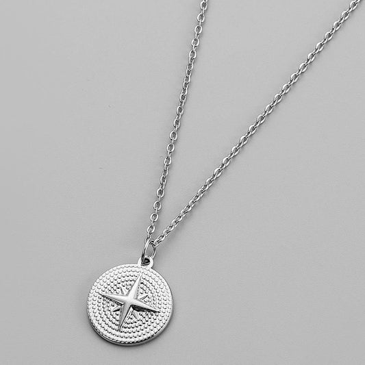 Fashion simple personality high sense design niche men's stainless steel simple star coin necklace neck chain