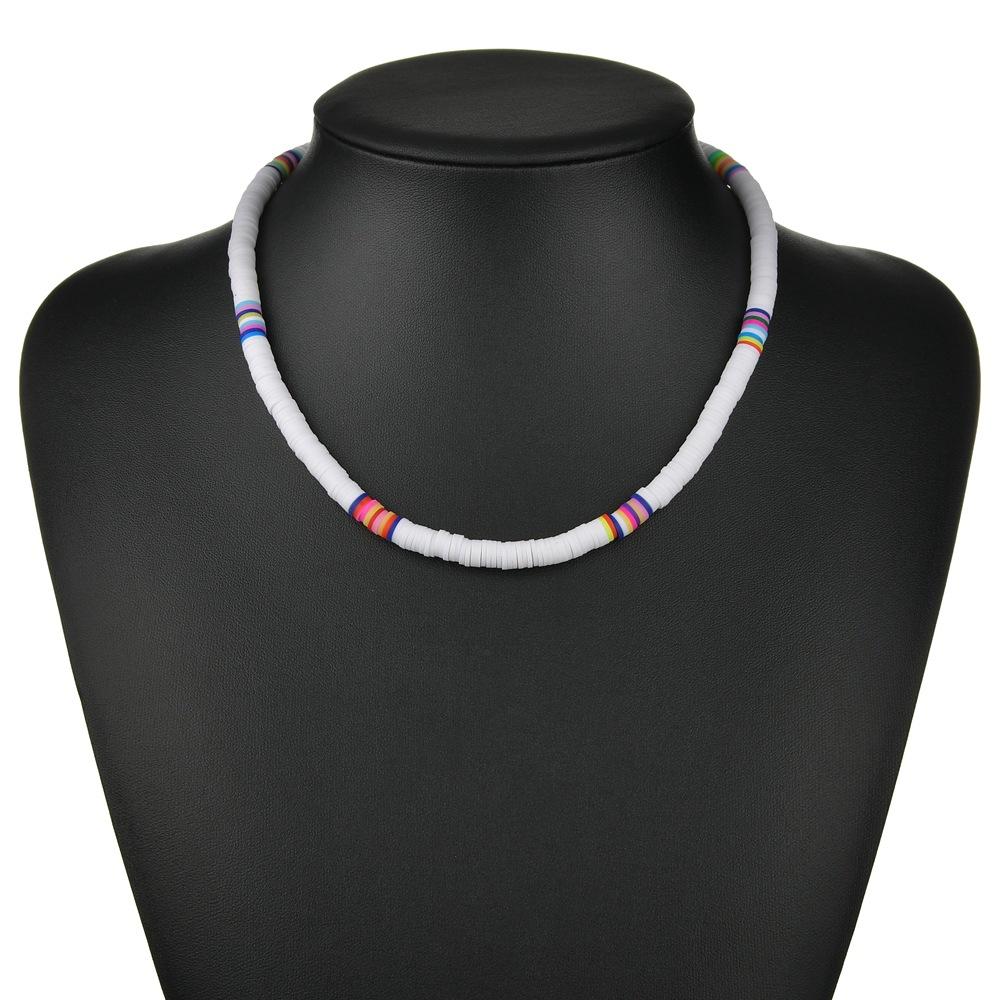 Hot Bohemia Short Necklace Round 6mm Mixed Color Soft Ceramic Necklace Clavicle Chain