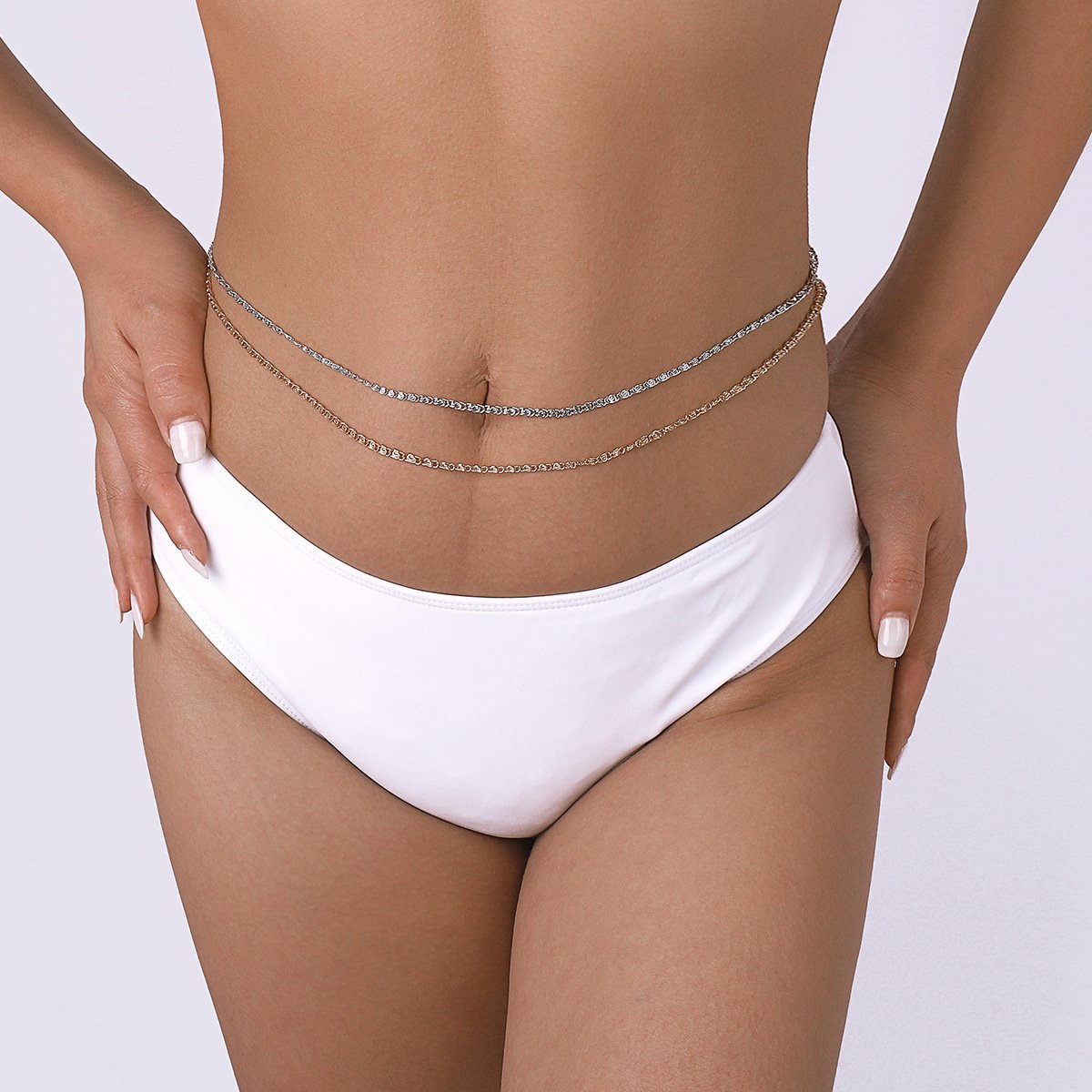 C347 Simple Single Layer Fashion Waist Chain Metal Retro Bikini Sexy Punk Body Chain Women