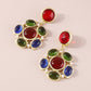 E1119 Retro Light Luxury Resin Color Gemstone Earrings Palace Lady Temperament Elegant Earrings Female
