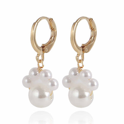 Jewelry Vintage Imitation Pearl Dog Footprint Pendant Earrings Women Earrings High Quality Earrings