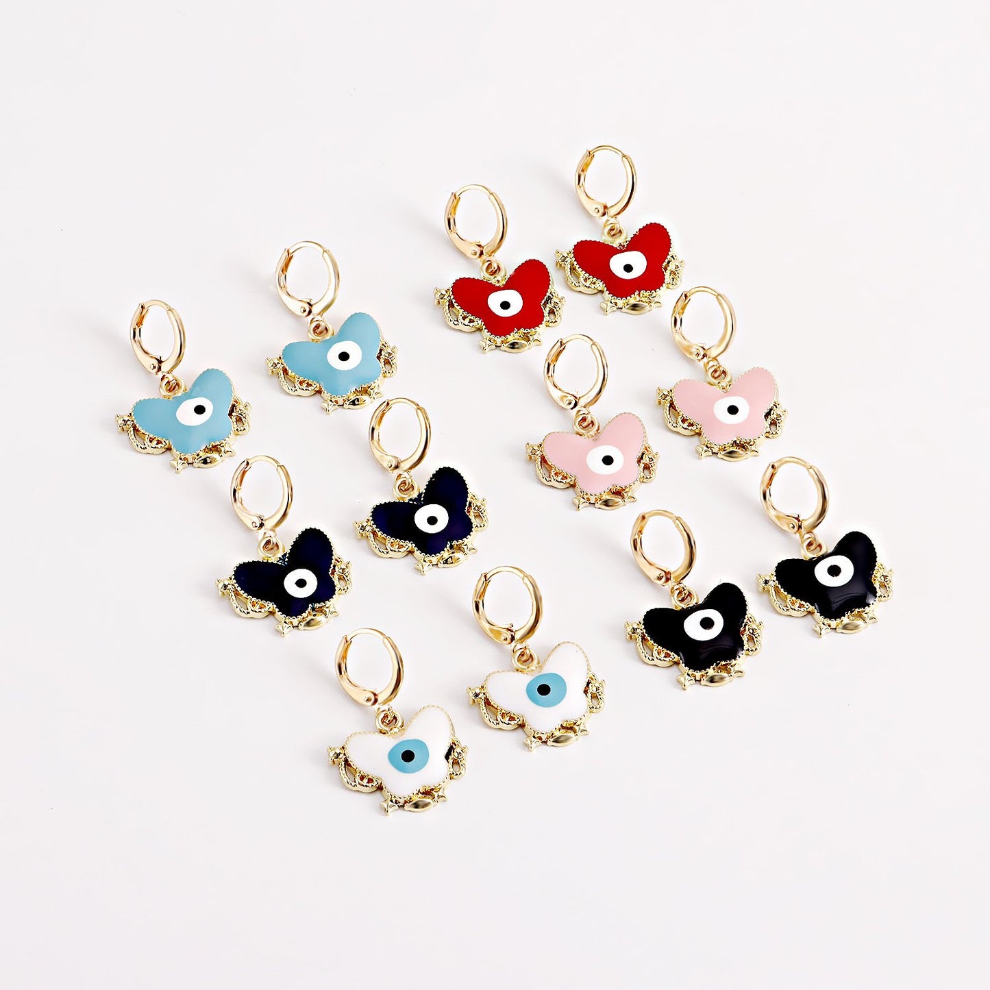Jewelry ins color butterfly devil's eye pendant earrings female earrings high-end niche earrings