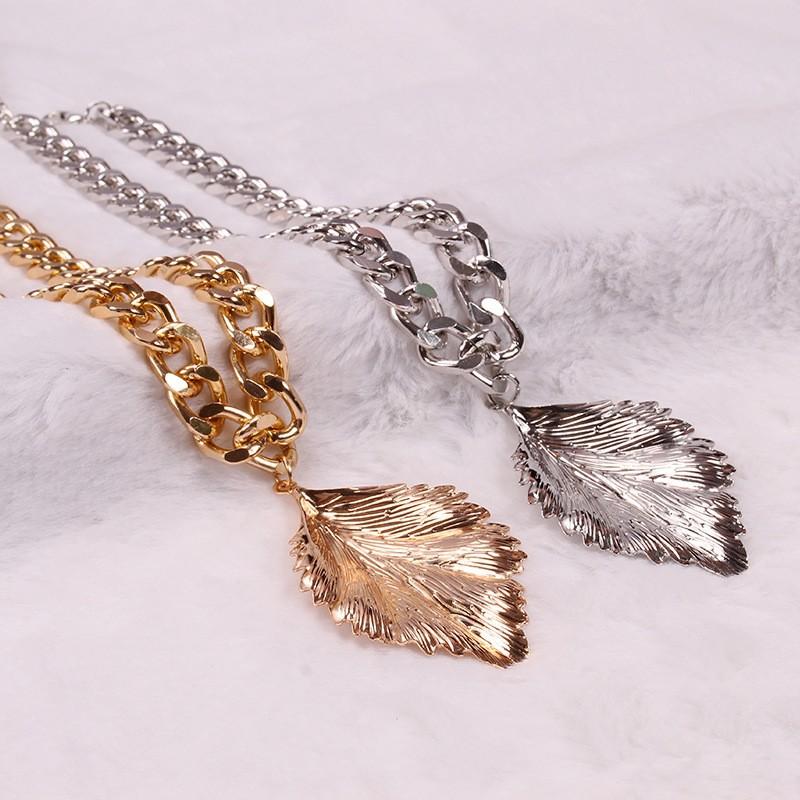 Jewelry Personality Fashion Exaggerated Big Leaf Pendant Necklace Female Simple Single Layer Geometric Necklace