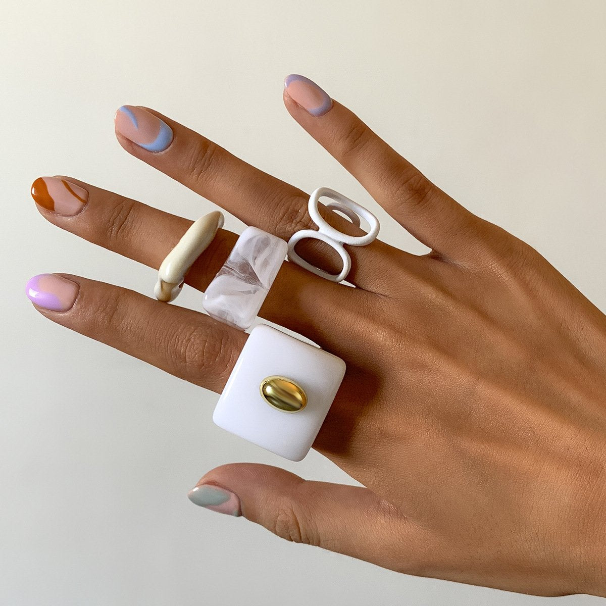 Jewelry Irregular Shaped Acrylic Set Ring Fashion Sweet Cool Chain Open Hand Jewelry Female