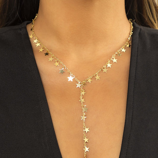 Jewelry niche design metal chain collarbone necklace simple star tassel chain necklace