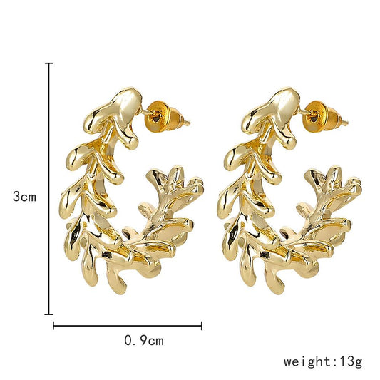 National fashion fashion creative C-shaped earrings semi-arc exaggerated keel earrings versatile geometric earrings