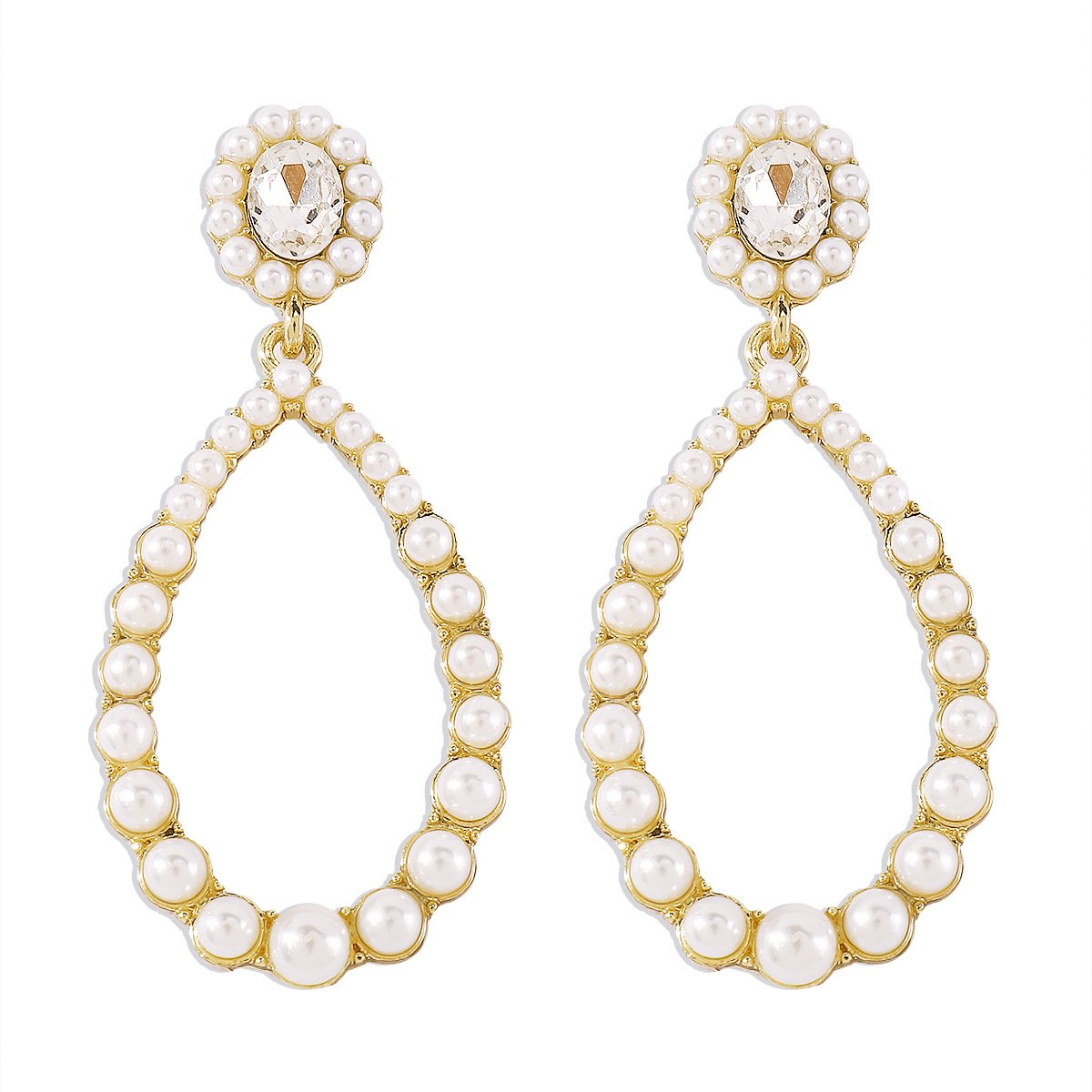 E1678 French light luxury retro simple pearl earrings rhinestone temperament personality niche design earrings