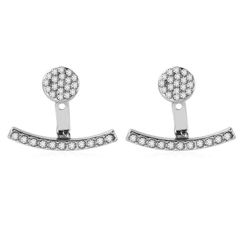 Ins round water drop word earrings fashion temperament niche full of diamonds back strap earrings personality earrings