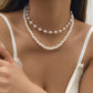 Jewelry Retro Versatile Imitation Pearl Stacked Clavicle Chain Stacked Temperament Double Layer Necklace